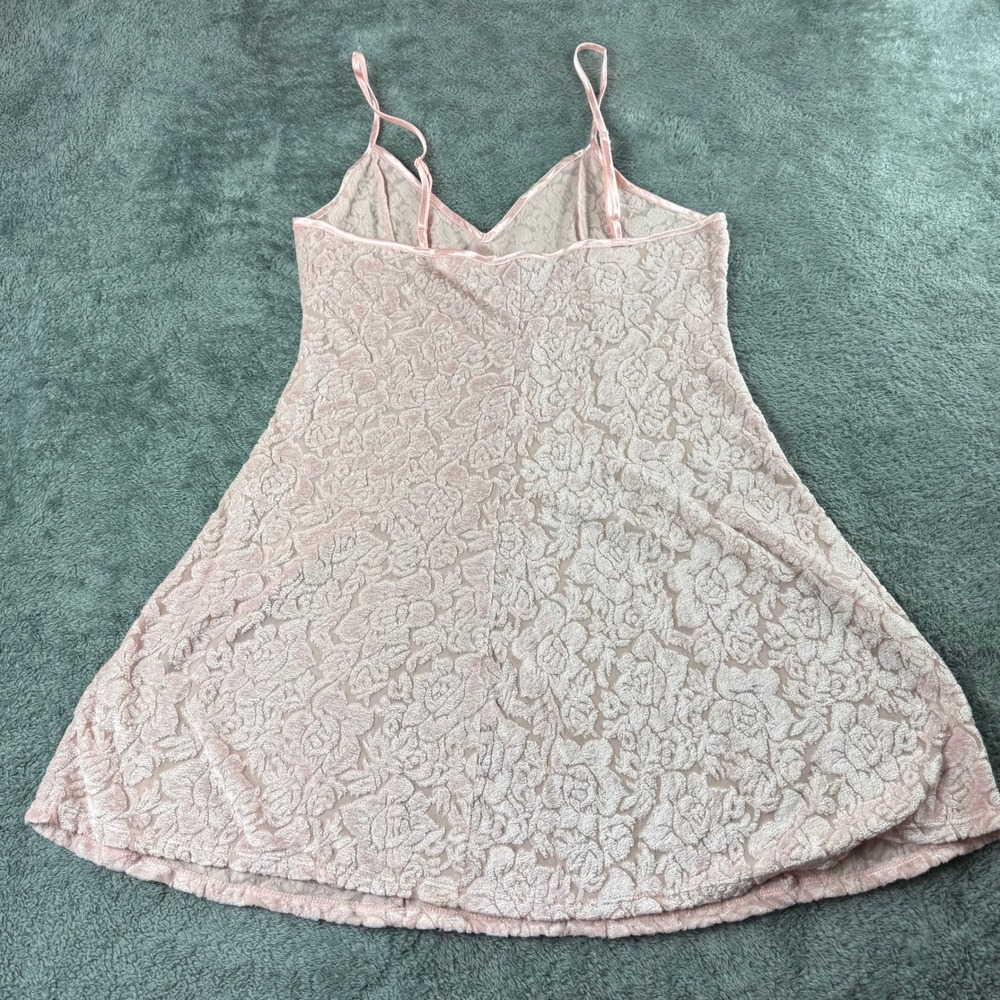 Vintage Victoria's Secret Pink Burnout Velvet Floral Slip Dress Small V-Neck - Picture 7 of 9